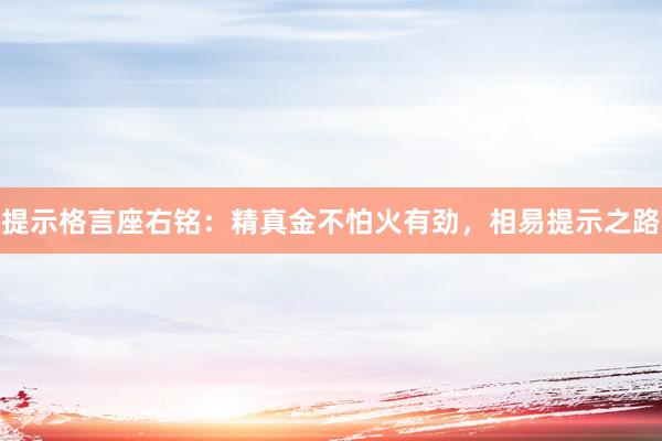提示格言座右铭：精真金不怕火有劲，相易提示之路